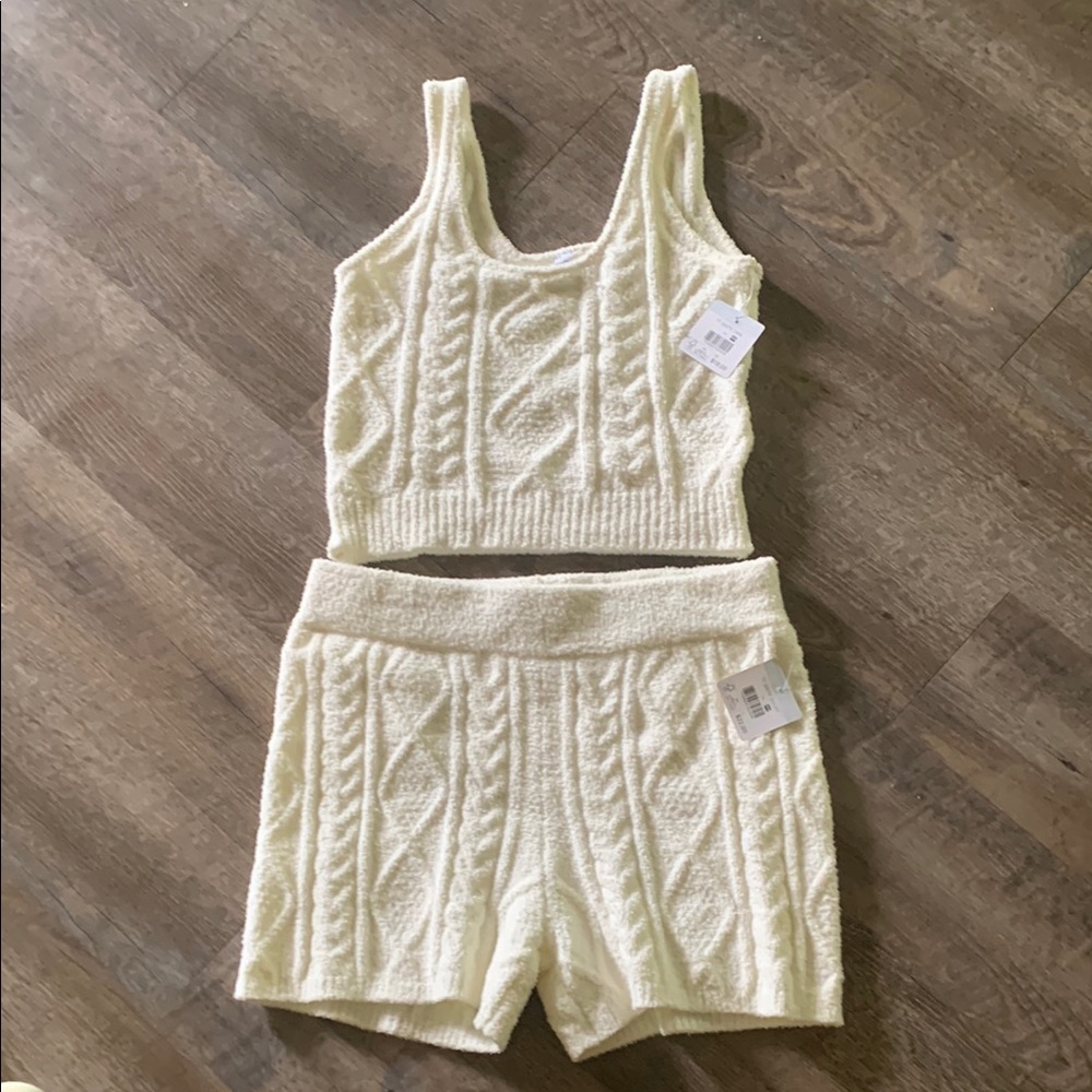 Cream Cable Knit Pajama Set